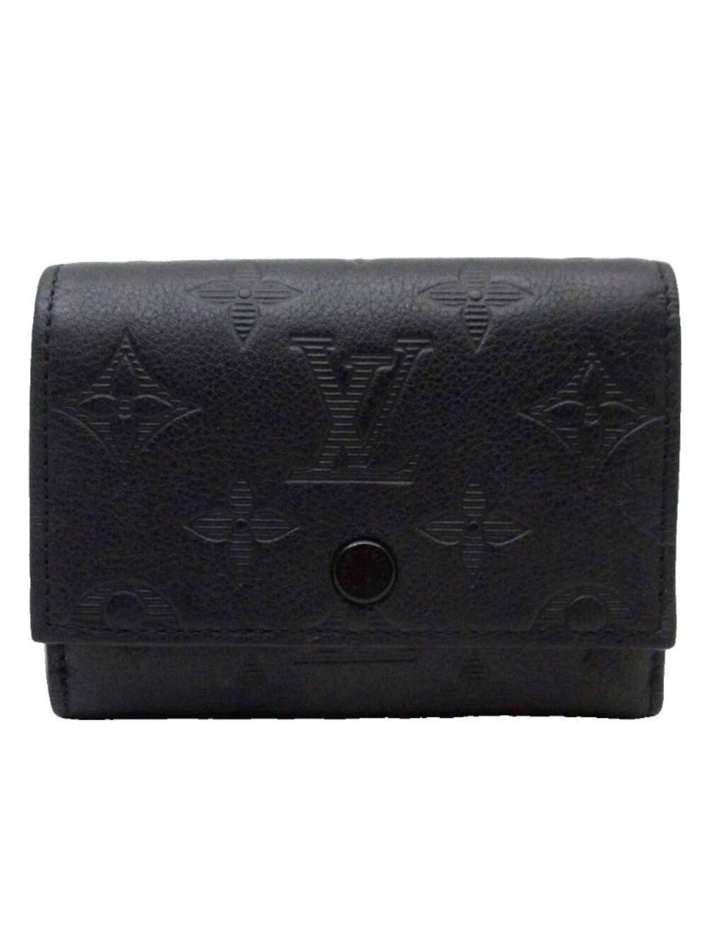 Louis Vuitton Monogram Shadow Victor Wallet Trifold Compact Noir Black
